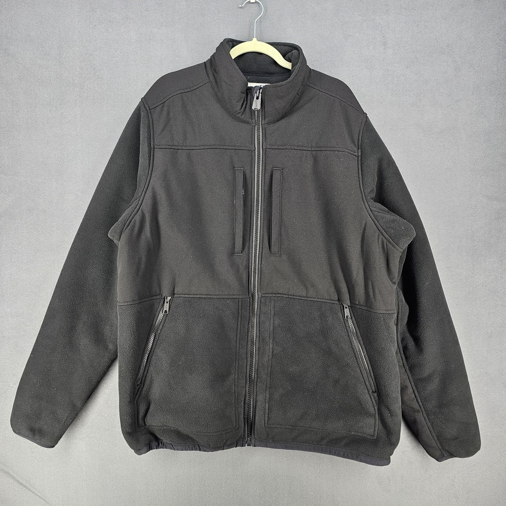 Duluth Trading Jacket Mens XLT Black Fleece Lined Full Zip Windbreaker 80807